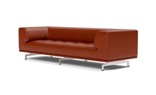 Fredericia Furniture 4511 Delphi 3 Pers. Sofa L: 240 cm – Leder Cera 905 Russet Brown/Gebürstetes Aluminium