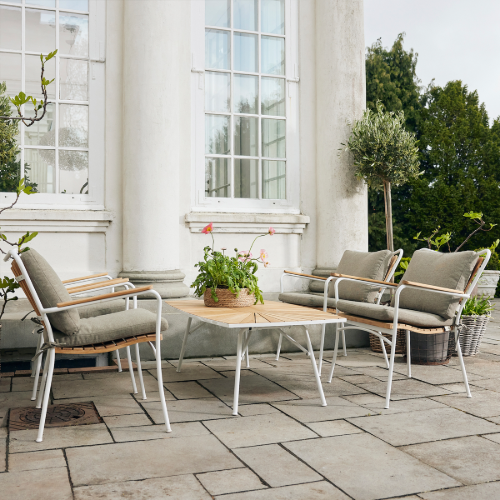 Mandalay Marguerit Loungetisch L: 130 cm - Teak/Weiß