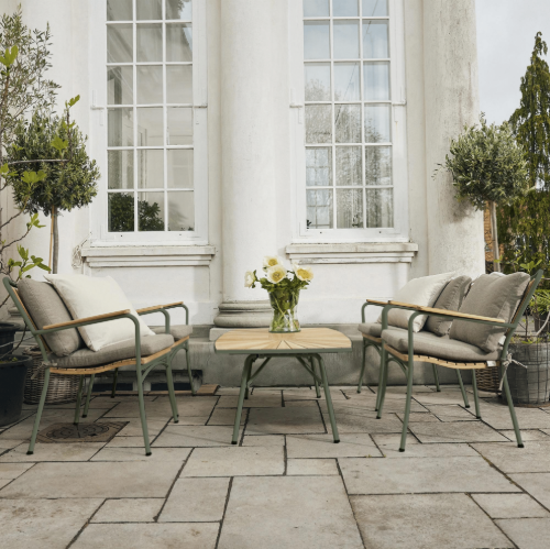 Mandalay Marguerit Loungetisch L: 130 cm - Teak/Olivgrün