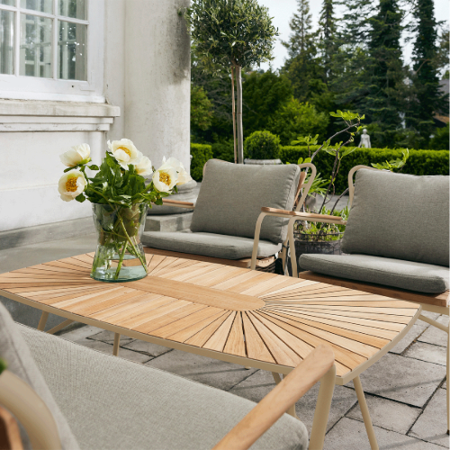 Mandalay Marguerit Loungetisch L: 130 cm - Teak/Taupe