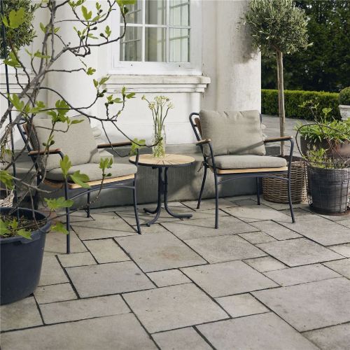 Mandalay Marguerit Loungetisch Ø: 50 cm - Anthrazit/Teak