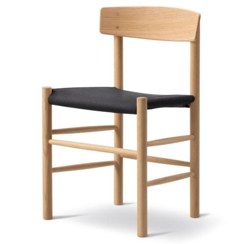Fredericia Furniture 3339 J39 Mogensen Spisebordsstol - Olieret Eg/Sort Canvas