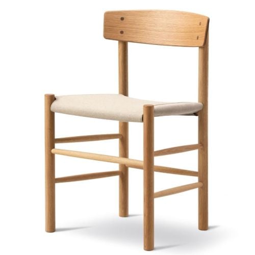 Fredericia Furniture 3339 J39 Mogensen Esszimmerstuhl, geölte Eiche/Naturleinen