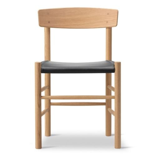 Fredericia Furniture 3339 J39 Mogensen Spisebordsstol - Olieret Eg/Sort Læder