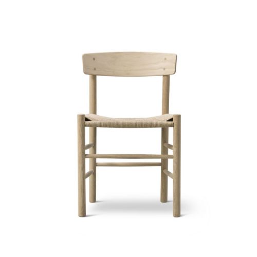 Fredericia Furniture 3239 J39 Mogensen Spisebordsstol SH: 46,5 cm - Sæbebehandlet Eg/Natur Flet
