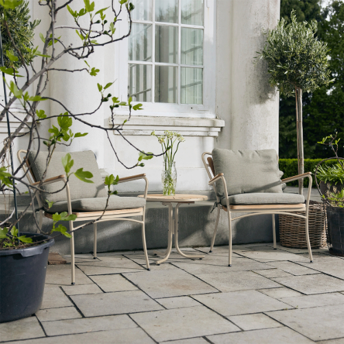 Mandalay Marguerit Loungetisch Ø: 50 cm - Teak/Taupe