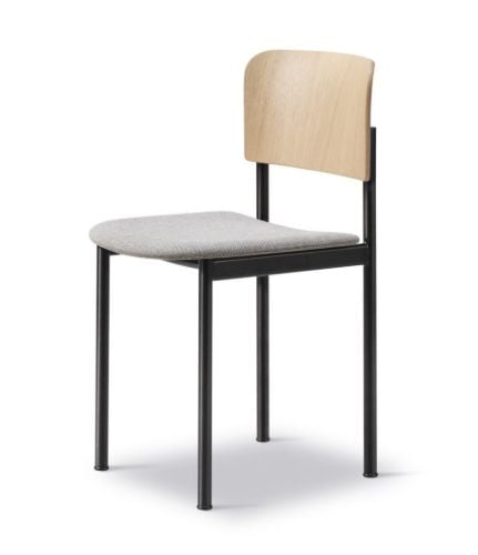 Fredericia Furniture 3413 Plan Seat Polsterstuhl SH: 45 cm – Lackierte Eiche mit Neuwolle 128/pulverbeschichteter Stahl