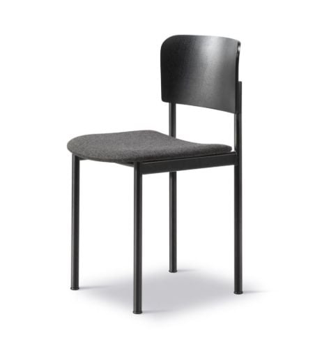 Fredericia Furniture 3413 Plan Seat Polsterstuhl SH: 45 cm – Schwarz lackierte Eiche mit Neuwolle 198/pulverlackiertem Stahl