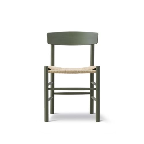 Fredericia Furniture 3239 J39 Mogensen Spisebordsstol SH: 46 cm - Khaki Green Bøg/Naturfarvet Flet