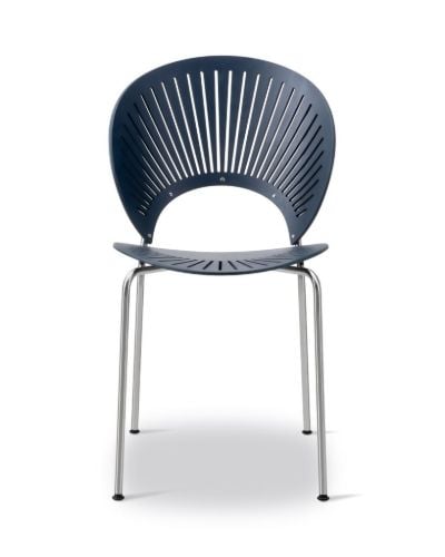 Fredericia Furniture 3398 Trinidad Stol SH: 45,5 cm - Nordic Blue Bøg/Krom