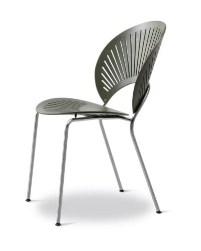 Fredericia Furniture 3398 Trinidad Stuhl SH: 45,5 cm – Khakigrüne Buche/Chrom