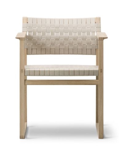 Fredericia Furniture BM62 Børge Mogensen Stol SH: 45,5 cm - Lakeret Eg/Gjordeflet Natur OUTLET