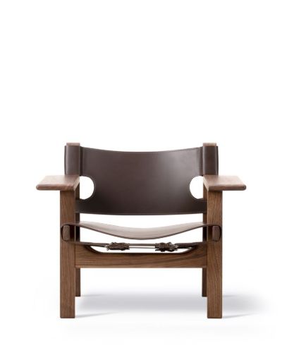 Fredericia Furniture 2226 Den Spanske Stol af Børge Mogensen - Mørkebrun Læder/Valnød
