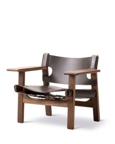 Fredericia Furniture 2226 Der spanische Stuhl von Børge Mogensen – Dunkelbraunes Leder/Walnuss