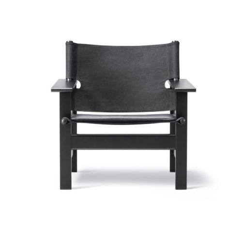 Fredericia Furniture 2031 The Canvas Chair von Børge Mogensen SH: 41,5 cm – Schwarzes Canvas/schwarz lackierte Eiche