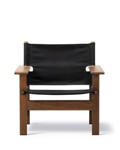 Fredericia Furniture 2031 The Canvas Chair af Børge Mogensen SH: 41,5 cm - Sort Canvas/Røget Eg