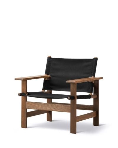 Fredericia Furniture 2031 The Canvas Chair von Børge Mogensen SH: 41,5 cm – Schwarzes Canvas/Räuchereiche