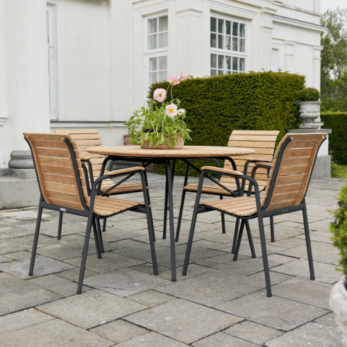 Mandalay Marguerit Magnolia Gartentisch Ø: 110 cm - Teak/Anthrazit
