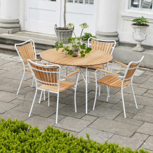 Mandalay Marguerit Magnolia Gartentisch Ø: 110 cm - Teak/Weiß