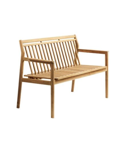 FDB Møbler M12 Together 2-Personen-Gartenbank mit Rückenlehne L120 cm – Massives Teakholz/Natur