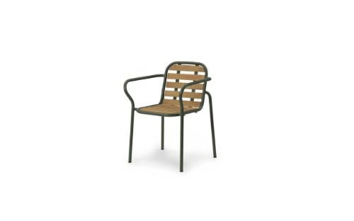 Normann Copenhagen Outdoor Vig Robinie Armstol SH: 46 cm - Mørkegrøn/Olieret Træ