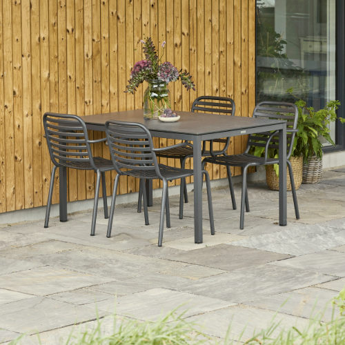 Mandalay Pure Esstischplatte L: 132 cm - Aluminium/Anthrazit