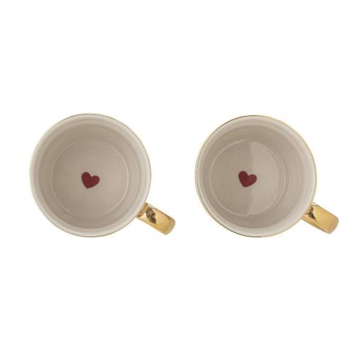 Bloomingville Jolly Becher H: 8 cm Set aus 2 Stück - Rot/Steingut OUTLET