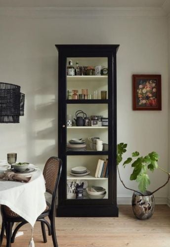 Nordal Classic Cabinet Einzelvitrine 84 x 212 cm - Schwarz / Holz