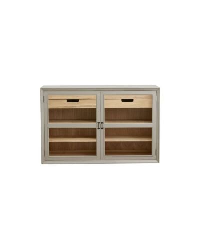 Nordal Viva Vitrine niedrig mit 2 Türen, Höhe: 96,5 cm - Holz/Grau