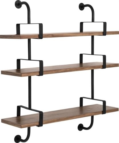 GUBI Démon Shelf, 2 Brackets, 95, 3 shelves (American Walnut Semi Matt Lacquered)
