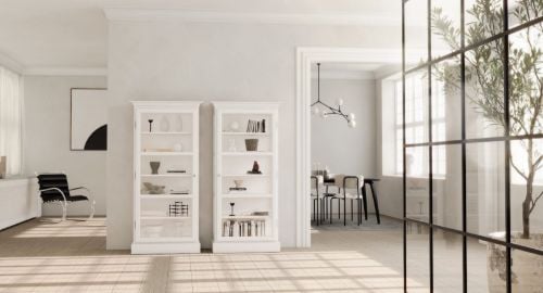 Lindebjerg Design Classic V3 Vitrine Linksangeschlagene Tür 80x170 cm - Weiß