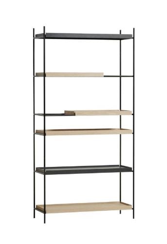 Woud Tray Shelf High H: 201 cm - White Pigmented Oak & Black Painted Oak