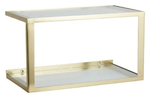 Nordal NERA Regal mit Glas 36 x 20 x 20,5 cm – Golden VORBESTELLUNG: AB SEPTEMBER 2023