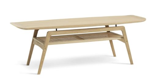 Warm Nordic Surfboard Couchtisch mit Regal L: 152 cm – weiß geölte massive Eiche
