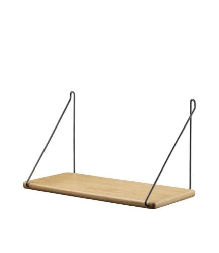 FDB Møbler B145 Regal mit Befestigung Ejvind Johansson 20x45 cm – Lackiertes Eichenfurnier/Natur/Schwarz pulverbeschichtet