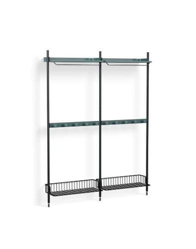 HAY Pier System 1042 2 Columns 162x209 cm - PS Blue Steel/Black Anodised Profiles/Anthracite Wire Shelf