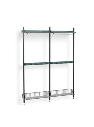HAY Pier System 1042 2 Columns 162x209 cm - PS Blue Steel/Black Anodised Profiles/Chromed Wire Shelf