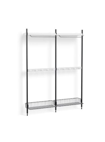 HAY Pier System 1042 2 Columns 162x209 cm - PS White Steel/Black Anodised Profiles/Chromed Wire Shelf