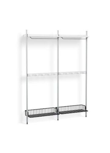 HAY Pier System 1042 2 Columns 162x209 cm - PS White Steel/Clear Anodised Profiles/Anthracite Wire Shelf