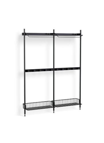HAY Pier System 1042 2 Columns 162x209 cm - PS Black Steel/Black Anodised Profiles/Anthracite Wire Shelf