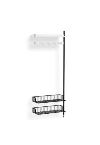 HAY Pier System 1050 Add-On 80x209 cm - PS White Steel/Black Anodised Profiles/Anthracite Wire Shelf