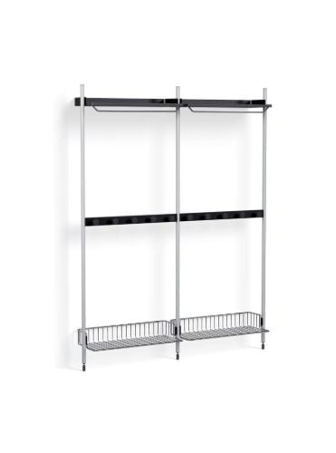 HAY Pier System 1042 2 Columns 162x209 cm - PS Black Steel/Clear Anodised Profiles/Chromed Wire Shelf