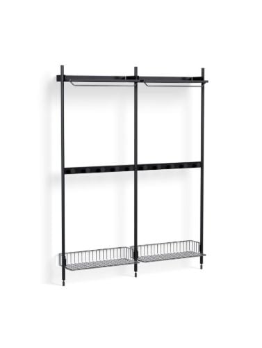 HAY Pier System 1042 2 Columns 162x209 cm - PS Black Steel/Black Anodised Profiles/Chromed Wire Shelf