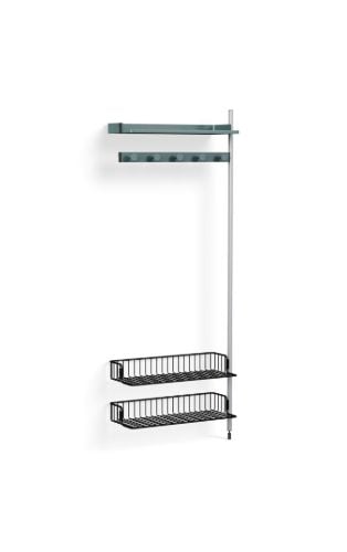 HAY Pier System 1050 Add-On 80x209 cm - PS Blue Steel/Clear Anodised Profiles/Anthracite Wire Shelf