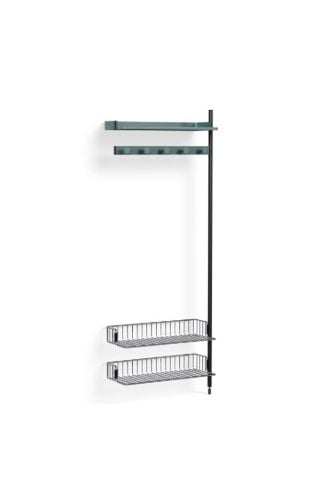 HAY Pier System 1050 Add-On 80x209 cm - PS Blue Steel/Black Anodised Profiles/Chromed Wire Shelf