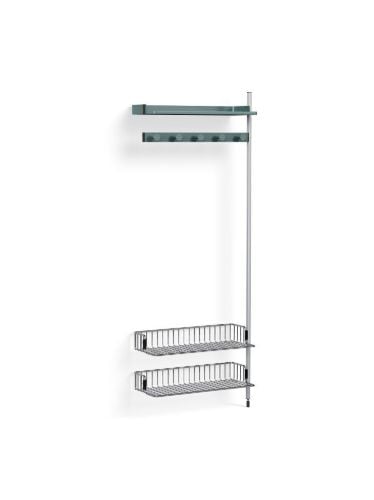 HAY Pier System 1050 Add-On 80x209 cm - PS Blue Steel/Clear Anodised Profiles/Chromed Wire Shelf