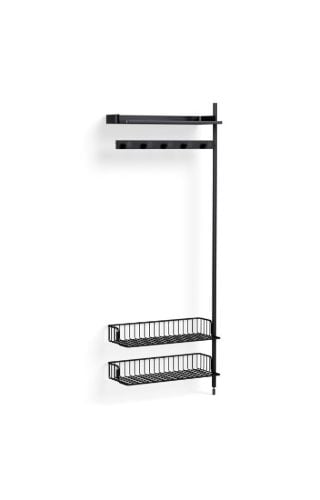 HAY Pier System 1050 Add-On 80x209 cm - PS Black Steel/Black Anodised Profiles/Anthracite Wire Shelf