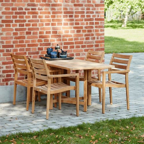 Mandalay Cambridge Klapptisch L: 200 cm und 4 York Stühle – Teak