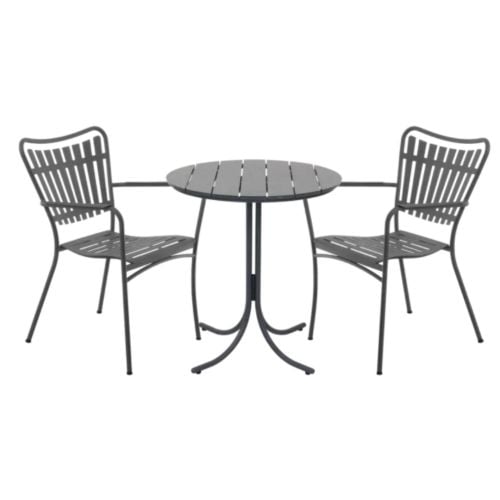 Mandalay Pure Cafébord Ø: 67 cm og 2 Marguerit Pure Havestole - Antracit