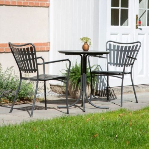 Mandalay Pure Café-Tisch Ø: 67 cm und 2 Marguerit Pure Gartenstühle - Anthrazit